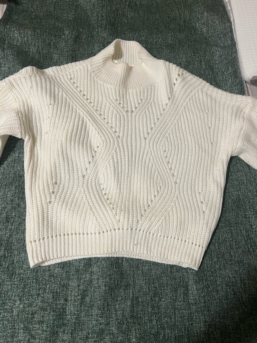 Poof! Cream Cable Knit Turtleneck Sweater